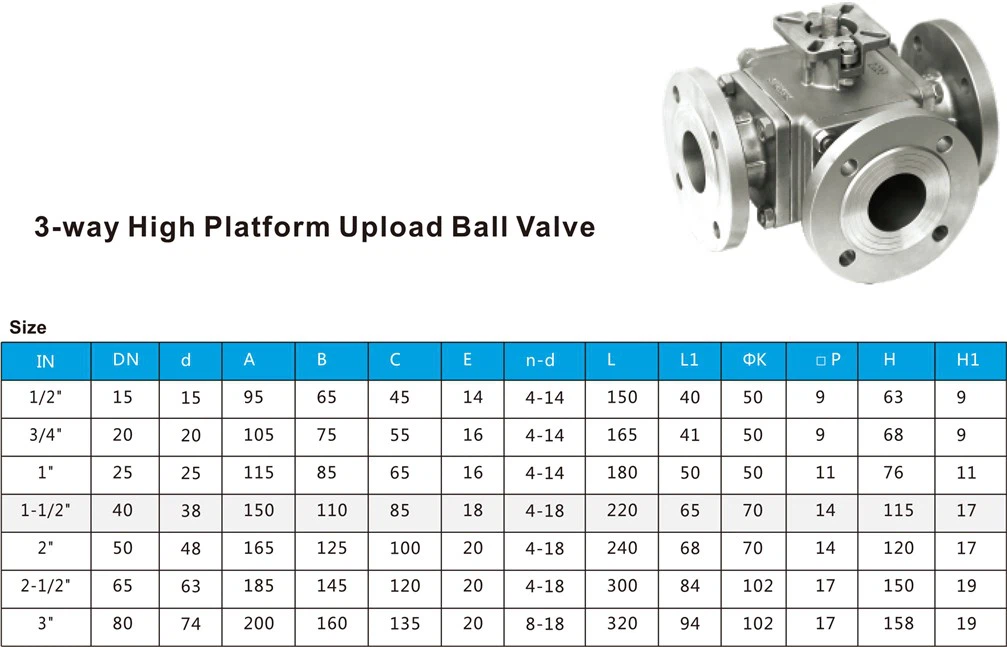 3-way High Platform Upload Ball Valve 3-way High Platform Upload Ball Valve